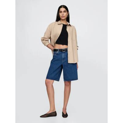 GAP Denim Shorts Mid Rise Longline Women's modrá