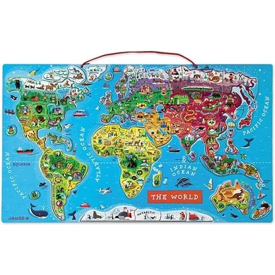 Janod magnetická mapa sveta MAGNETIC WORLD MAP SPANISH VERSION 92 magnetov štátov