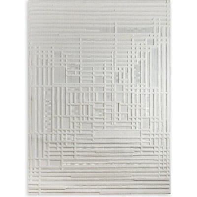 Takoy Koberec 140x190 cm krémově béžový, strukturovaný, reliéfní s moderním vzorem geometrických čar VENUS 2-HF-490842 | 140 x 190 cm