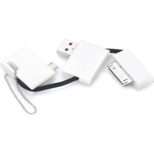  USB кабел-кутийка 2.0 (сгъваем кабел) за iPhone, iPod и устройства с microUSB (бял)