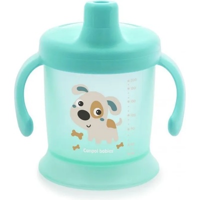 Canpol babies Неразливаща се чаша с твърд накрайник и капаче Canpol - Bunny and Company, 200 ml, зелена (31/300_tur)
