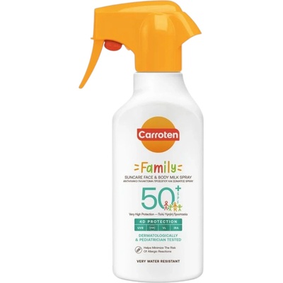 Carroten , слънцезащитен спрей Family Face & Body Milk SPF 50+, 270мл