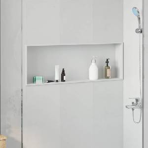 vidaXL Нишата за душ Бяло 90 x 30 x 9, 5 см Неръждаема стомана (42012676)