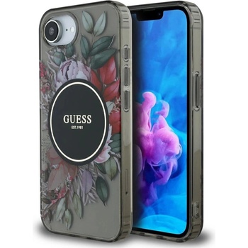 GUESS Калъф Guess IML Flowers MagSafe iPhone 16e - черен