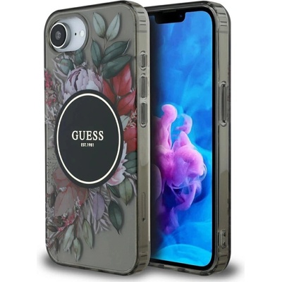 GUESS Калъф Guess IML Flowers MagSafe iPhone 16e - черен