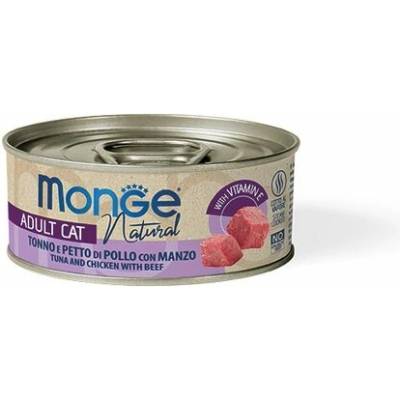 MONGE NATURAL pre dospelé mačky tuniak s hovädzím a kuracím mäsom 80 g