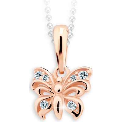 Danfil Dětský přívěsek Motýlek C2226 z růžového zlata s kamínky White