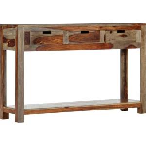 vidaXL Конзолна маса с 3 чекмеджета, 120x30x75 см, акация масив (247753)