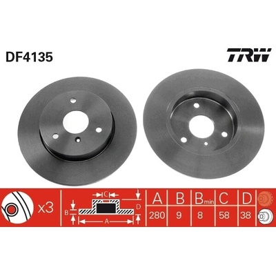 Brzdový kotúč TRW DF4135