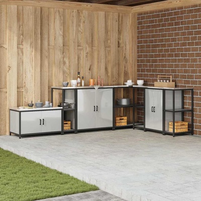 vidaXL Съхранение в кухнята с рафт Сребрист 60 x 50 x 92 см Стомана (874980)