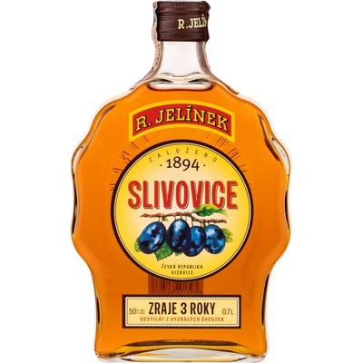 Rudolf Jelínek Slivovica zlatá budík 50% 0,7 l (čistá fľaša)