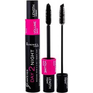 Rimmel Mascara Day 2 Night Black спирала за удължаване и сгъстяване на мигли 2 в 1 за жени 9.5 мл