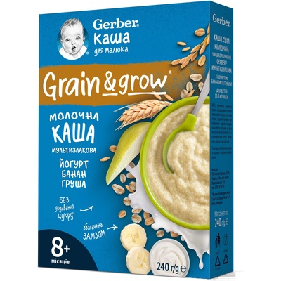 Nestle Овесено-пшенична млечна каша Nestle Gerber - Йогурт с банан и круша, 8м+, 240 g (12566108)