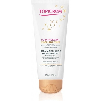 Topicrem Ultra-Moisturizing Sparkling Body intenzívne hydratačné telové mlieko s trblietkami 200 ml