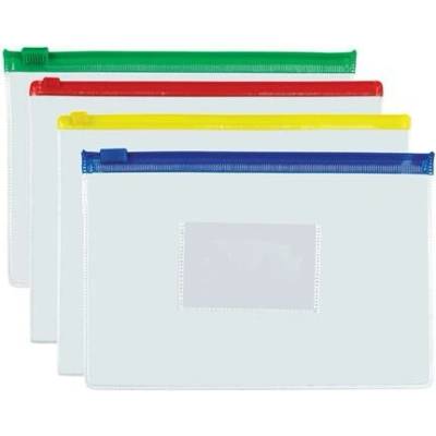 Obálka na zips, A5, PP, 140 mikr., PANTA PLAST, mix farieb