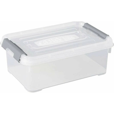 Curver 243810 Úložný box, HANDY, stohovatelné, 294 x 194 x 110 mm, transparentní, stříbrná, 1 ks