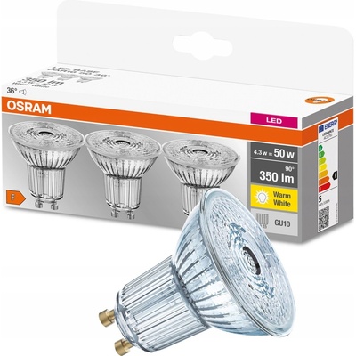 Osram 3PAK LED žiarovka LED GU10 3,6W 50W 350lm 2700K teplá biela 36° Base