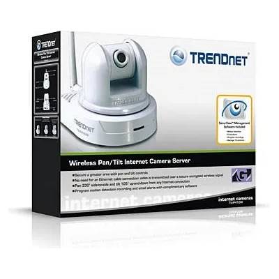 IP камера TRENDnet TV-IP410W, куполна управляема камера (PTZ - Pan/Tilt/Zoom), 640x480@30fps, 4mm обектив, MJPEG, PoE, безжична, бяла (TV-IP410W)