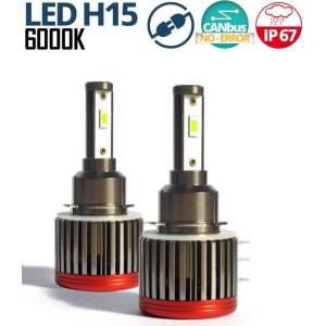 Комплект Лед Led Диодни Крушки F2 H15 12V 24V 72W 10000lm За Фарове Can Bus без Грешки къси/дълги