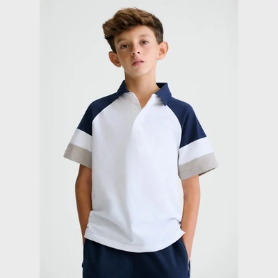 MAYORAL Бяла поло тениска с цветни ръкави за момче Mayoral