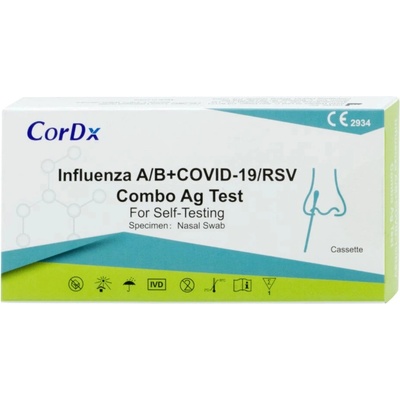 CorDx 4v1 combo test Covid-19/Chrípka A+B/ RS vírus 1 ks výter z nosa