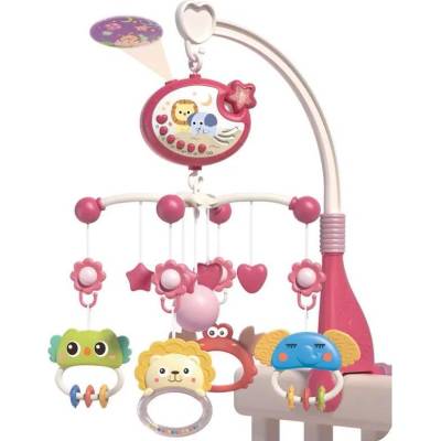 Raya Toys Музикална въртележка за кошара с прожектор Raya Toys - розова (503123009)