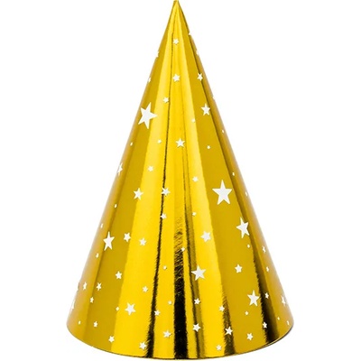 PartyDeco Парти шапки - Златни със звездички