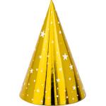 PartyDeco Парти шапки - Златни със звездички