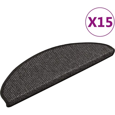 vidaXL Самозалепващи стелки за стълби сизал 15 бр 65x21x4 см антрацит
