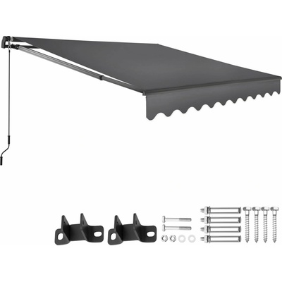 tectake 406130 výsuvná markýza ornella s držákem na zeď - 250 x 200 cm,černá