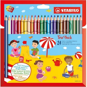 STABILO Комплект цветни моливи, Stabilo, TRIO thick ергономични ST203/2-24, 24 цвята + острилка (ST203/2-24)