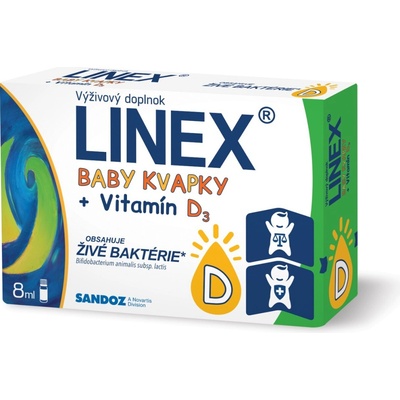 Linex baby kvapky + Vitamín D3 8 ml
