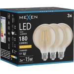 Mexen Vintis 3x LED филамент крушка E27, G95, 2W, Топло - 2200K, 180 lm, кехлибар (L157-E27-0222-50x03)
