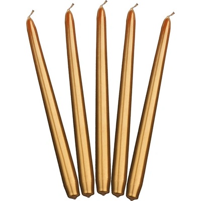 PartyDeco Kónické svíčky zlaté 10 ks - svíčky na slavnostní svatební stůl – Zboží Mobilmania