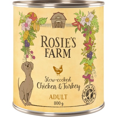 Rosie's Farm Икономична опаковка Rosie's Farm Adult 24 x 400 г - микс (пилешко и пуешко, агнешко, говеждо)