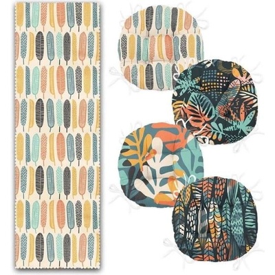Mila Home Комплект възгалвници за сядане и тишлайфер 5 бр. Long Leaves - Mila Home (RunnerYuvPofiSet218)