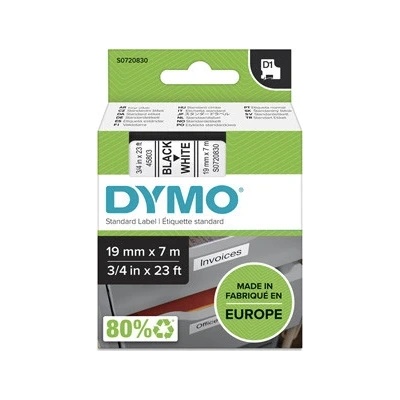 Dymo originál páska do tlačiarne štítkov, Dymo, 45803, S0720830, čierny tlač/biely podklad, 7m, 19mm, D1