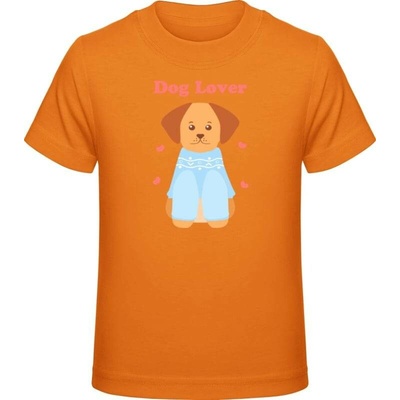 Premium tričko pro děti Nápis Dog Lover a pejsek Oranžová