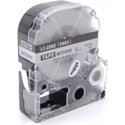 Epson LC-2SBE, SM6X, 6mm x 8m, čierna tlač / matný strieborný podklad, kompatibilná páska