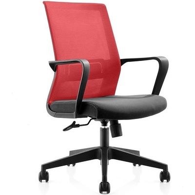RFG Работен стол Smart W, дамаска и меш, черна седалка, червена облегалка (O4010120257)