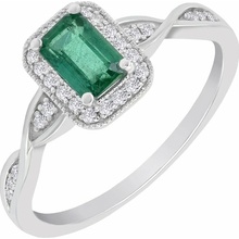 Eppi elegantný smaragdový zlatý prsteň s diamantmi James R34160