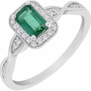 Eppi elegantný smaragdový zlatý prsteň s diamantmi James R34160