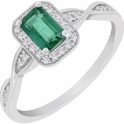 Eppi elegantný smaragdový zlatý prsteň s diamantmi James R34160