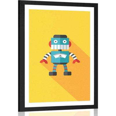 Plakát s paspartou veselý robot - 20x30 no frame