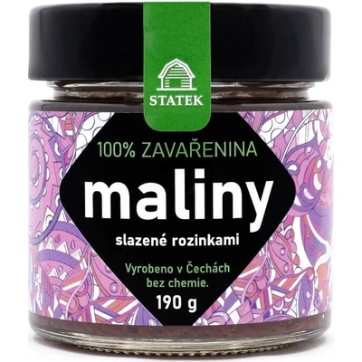 Hradecké delikatesy 100% zavařenina maliny slazené rozinkami 190g