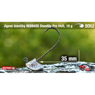 NASTRAHY.cz Neváznoucí jigová hlavička REDBASS StandUp Pro Sickle #4/0 36 mm 10 g 5 ks