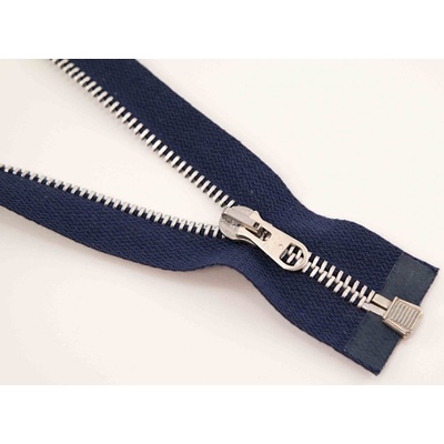 Extra silný kovový zips č.8 s niklovými zubami - motorkársky - viac dĺžok 60 cm svetlý nikel deliteľný tmavomodrý
