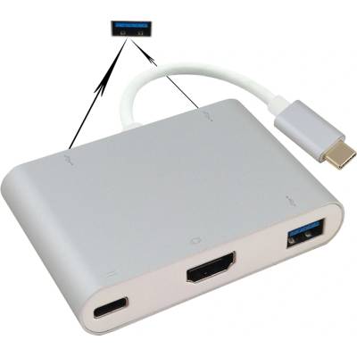 Helos Хъб Helos, USB-C 3.1 към 3xUSB/HDMI/USB-C, премиум 4K, сребрист (288389)