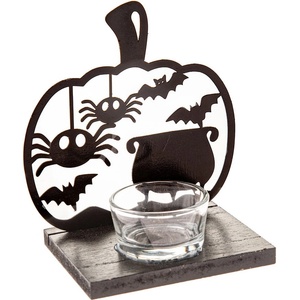 Dakls Дървен свещник с хелоуински мотив Happy Halloween - Dakls (GN150)