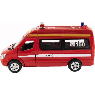 Teddies Auto hasiči kov/plast 15cm na baterie se světlem se zvukem na zpětné natažení 6 ks v boxu